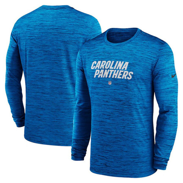 Carolina Panthers Blue Sideline Team Velocity Performance Long Sleeve T-Shirt